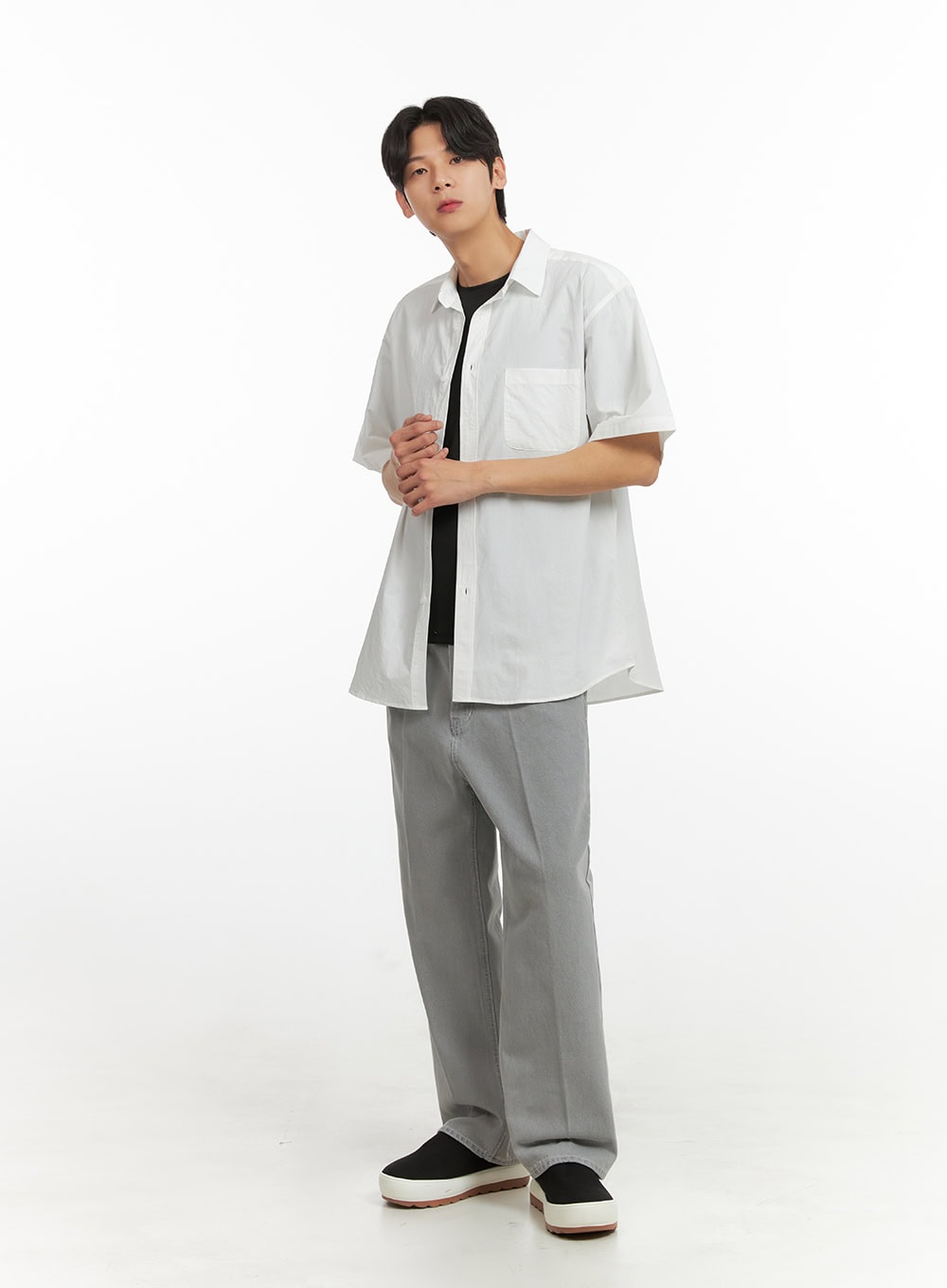Men's Solid Buttoned Shirt (White) IY431