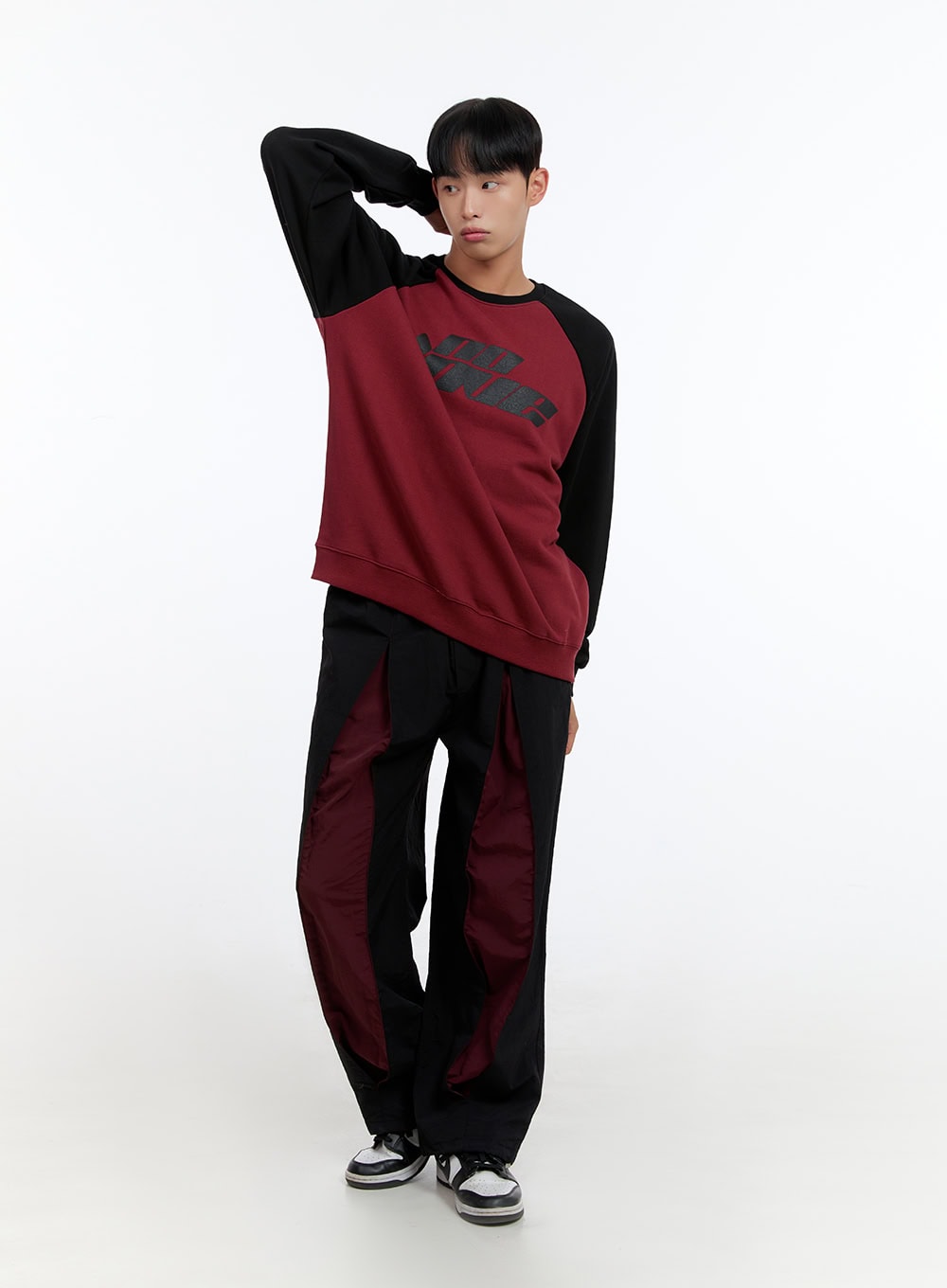 Men's Banded Mixed Color Nylon Wide Pants IS413