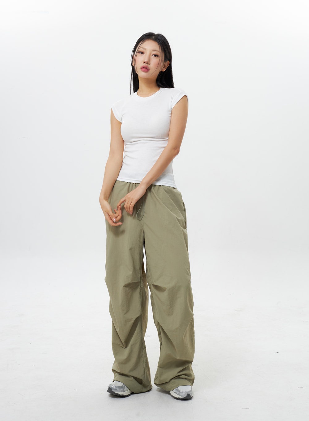 Nylon Wide Track Pants IY311