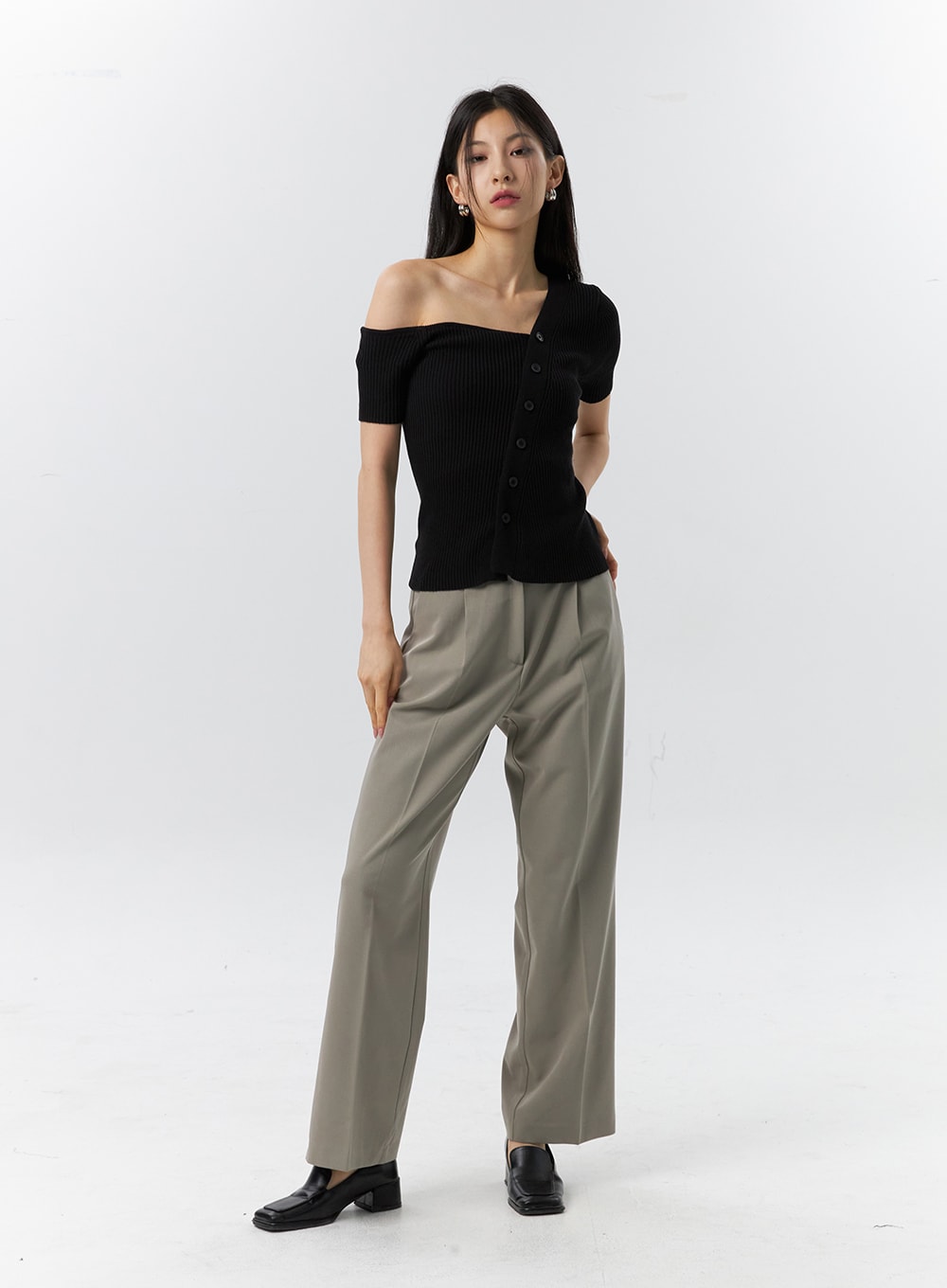Off-Shoulder Ribbed Top IL326