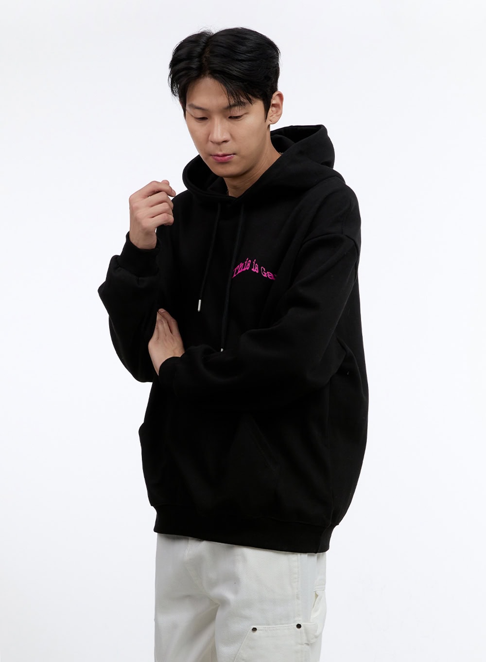 Men's Lettering Oversize Hoodie (Black) IG428