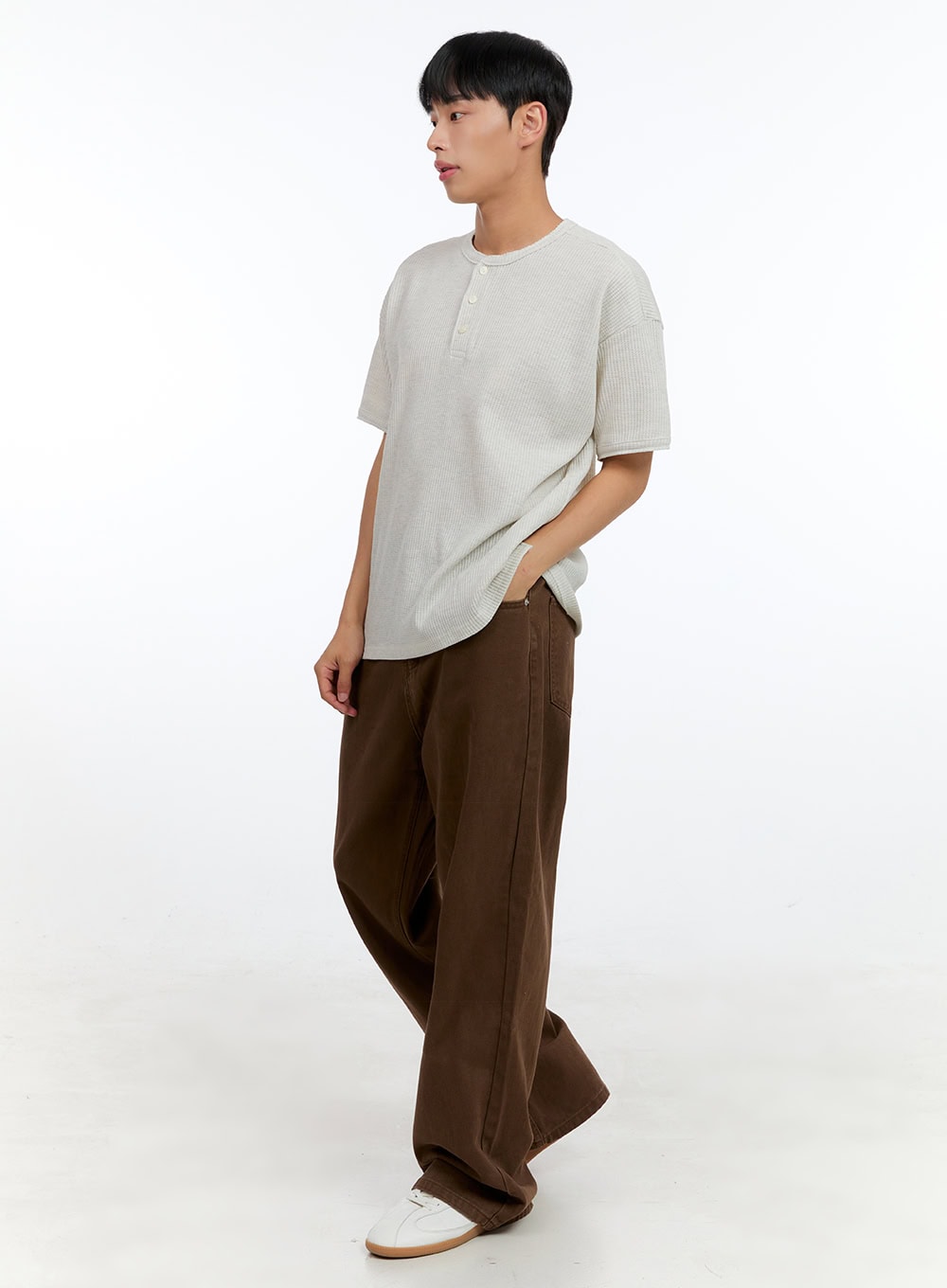 Men's Buttoned Ribbed Cotton Top IG416