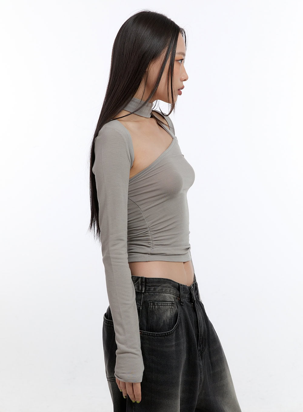 Chic One-Shoulder Top with Bolero CN401