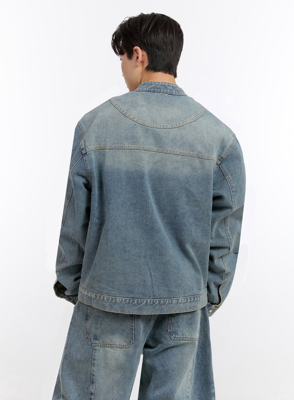 Men's Denim Zip-Up Track Jacket IF528