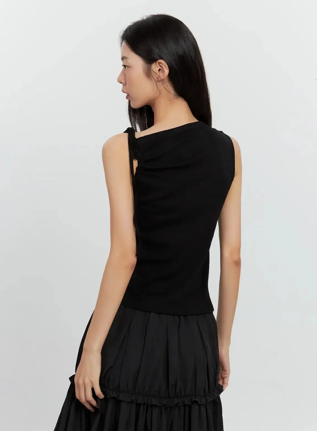 Asymmetric High Neck Tank Top IL528