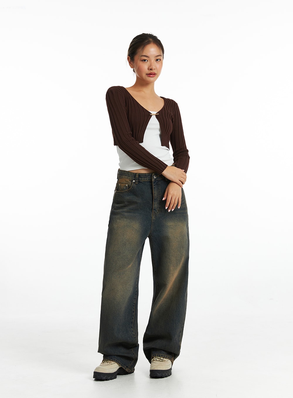 Retro Washed Wide-Leg Jeans CO318
