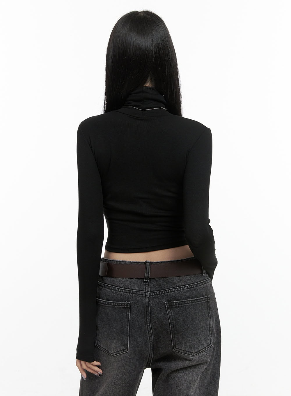 Basic Slim Fit High-Neck Cropped Top OO401