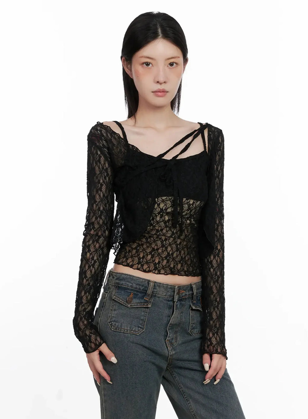 Cardigan with Lace Straps IS508