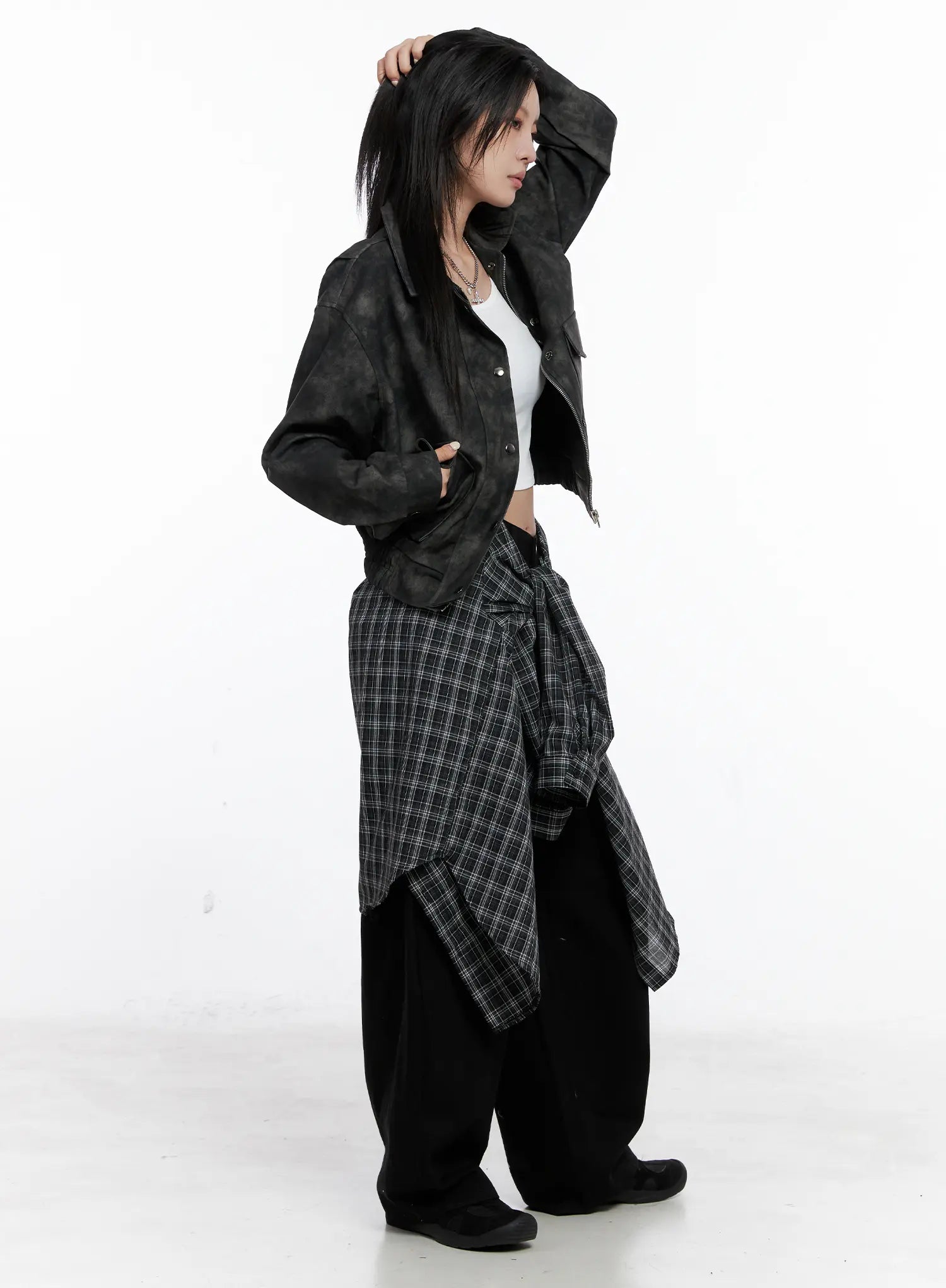 Vintage Washed Faux Leather Jacket CS512