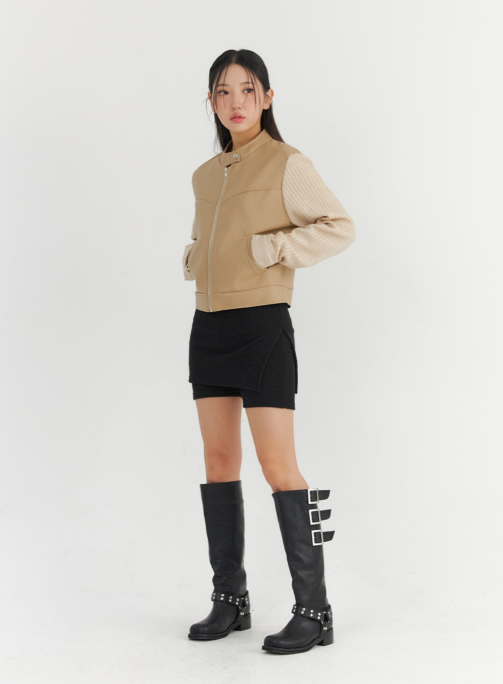 Two-Tone Faux Leather Jacket CO325