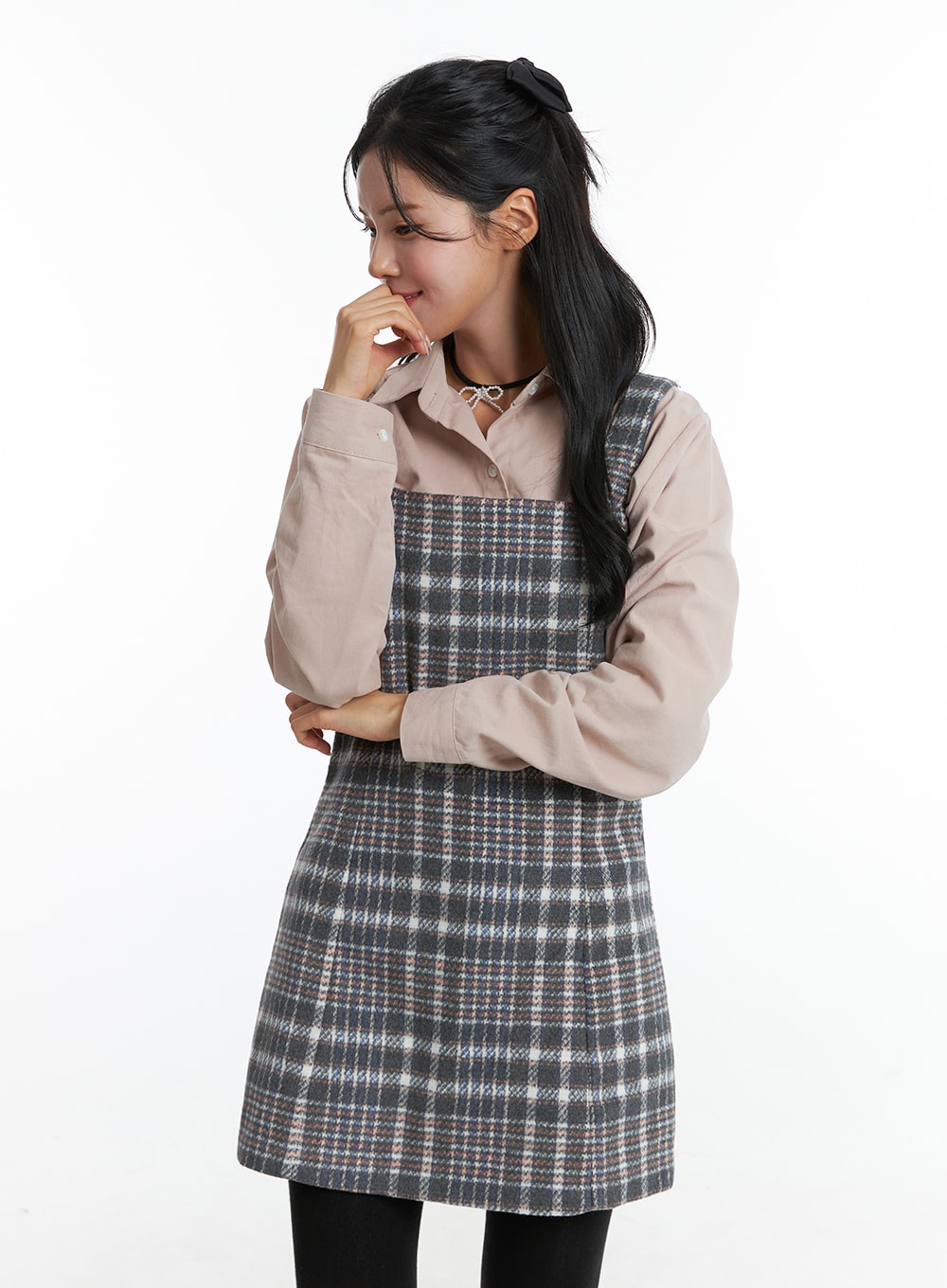 Square Neck Check Mini Dress ON327