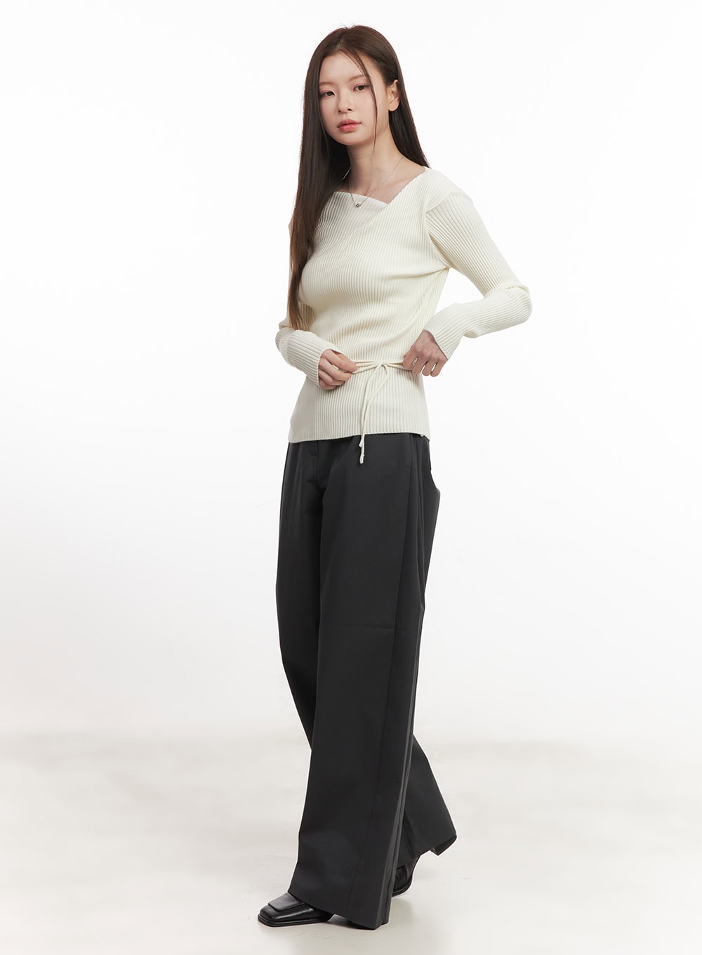 Asymmetric Ribbed Slim-Fit Sweater CA502