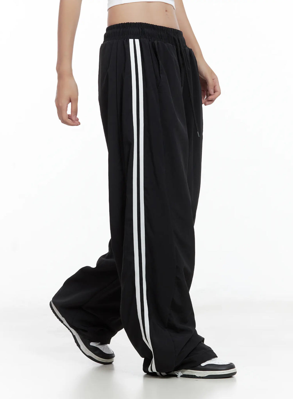Striped Wide-Leg Nylon Track Pants CL509