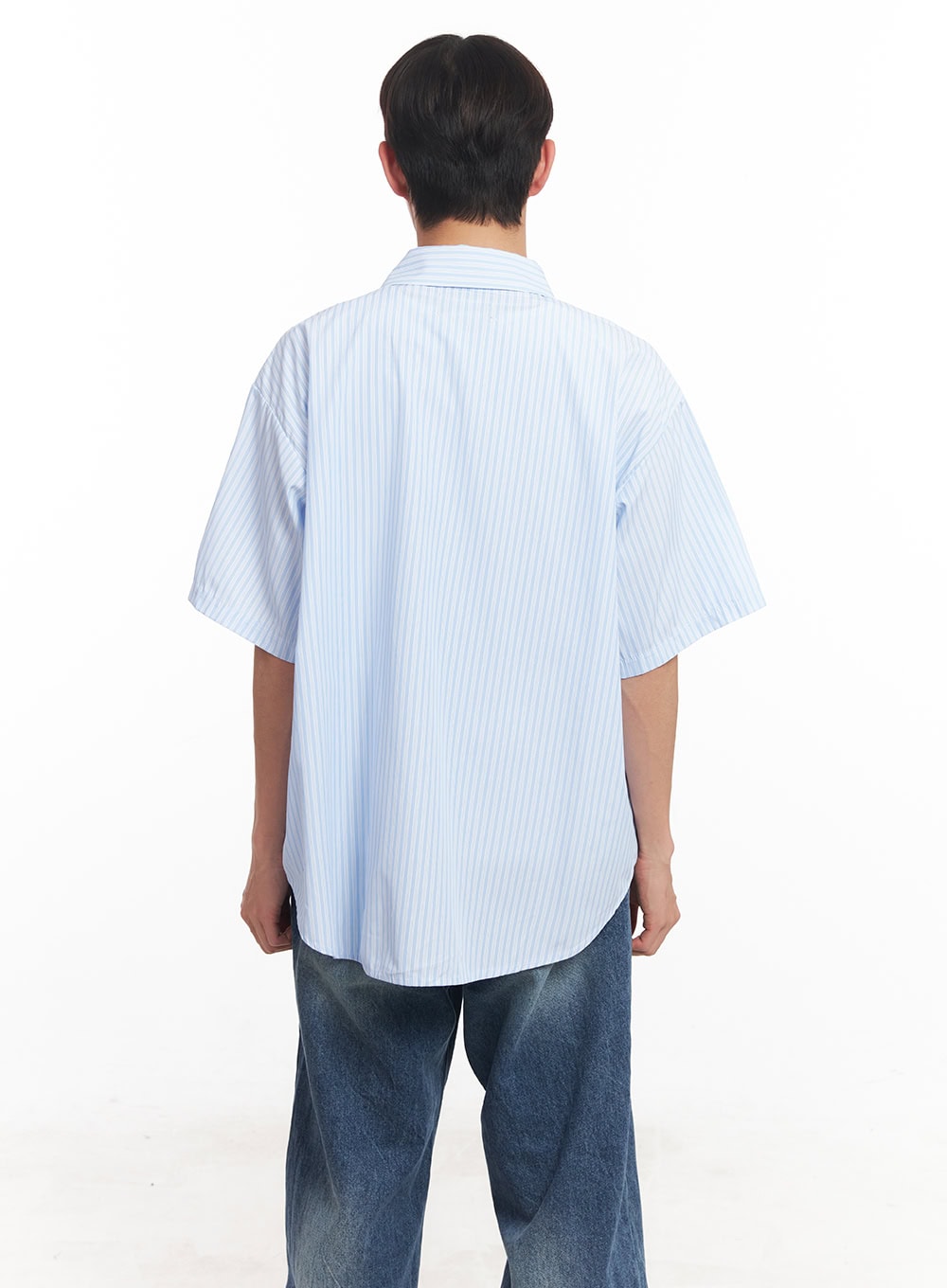 Men's Short Sleeve Buttoned Striped Shirt IA521