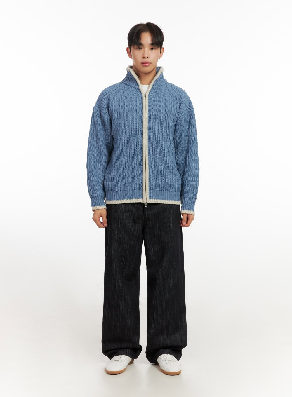 Men's Washed Wide-Fit Denim Jeans ID406