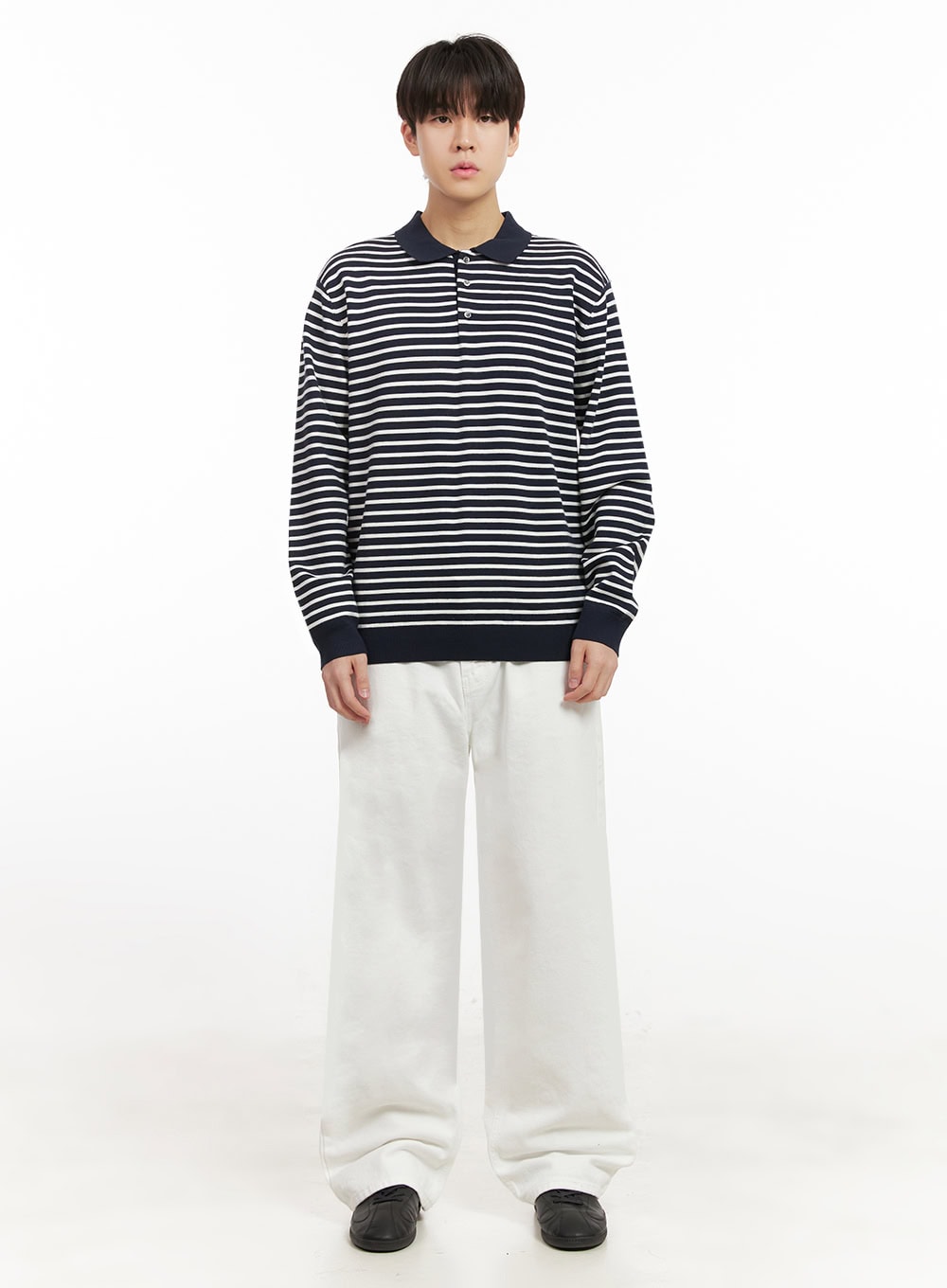 Men's Cotton Wide-Fit Trousers (White) IJ517