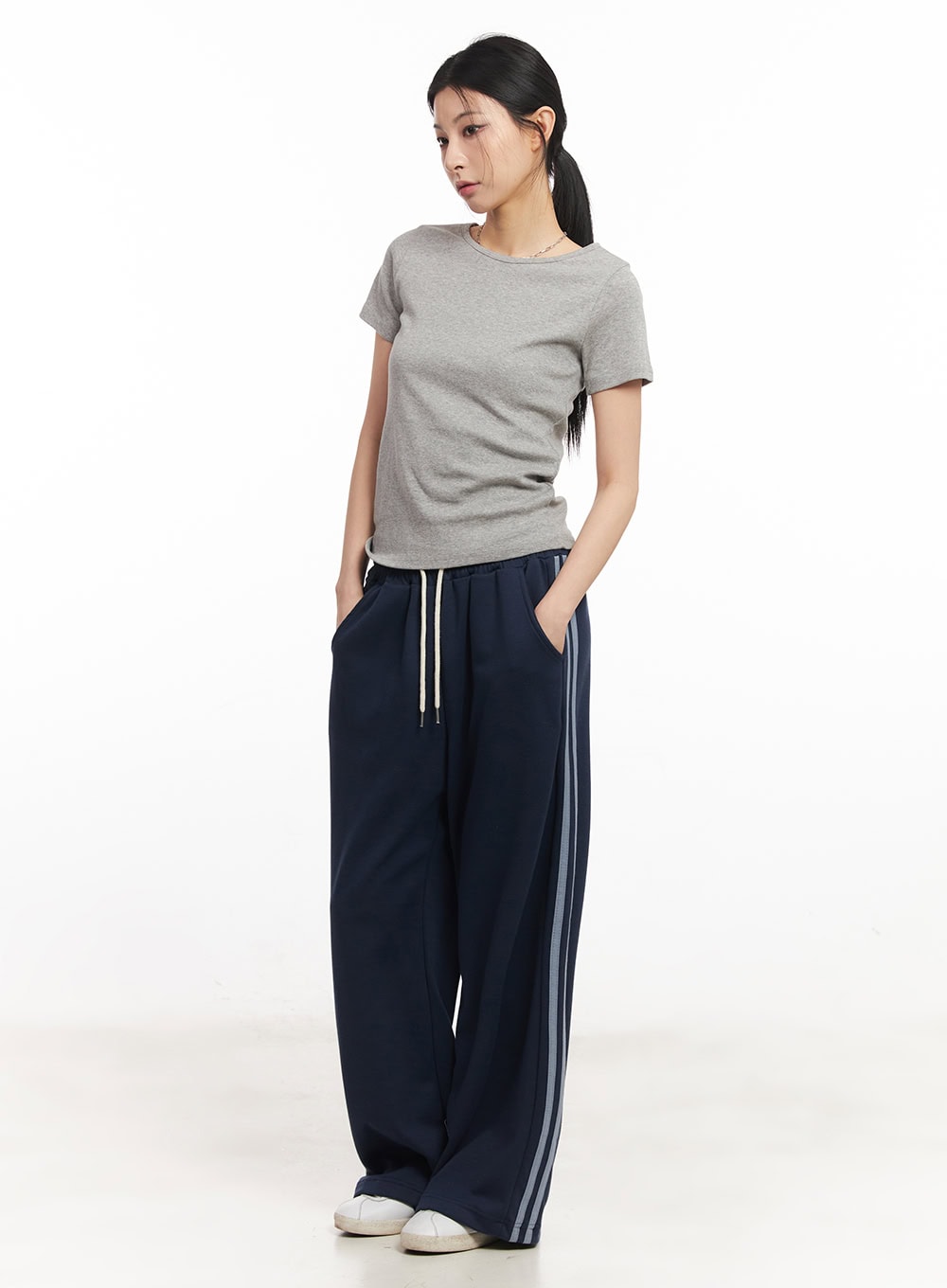 Cotton Wide-Leg Trackpants CA516