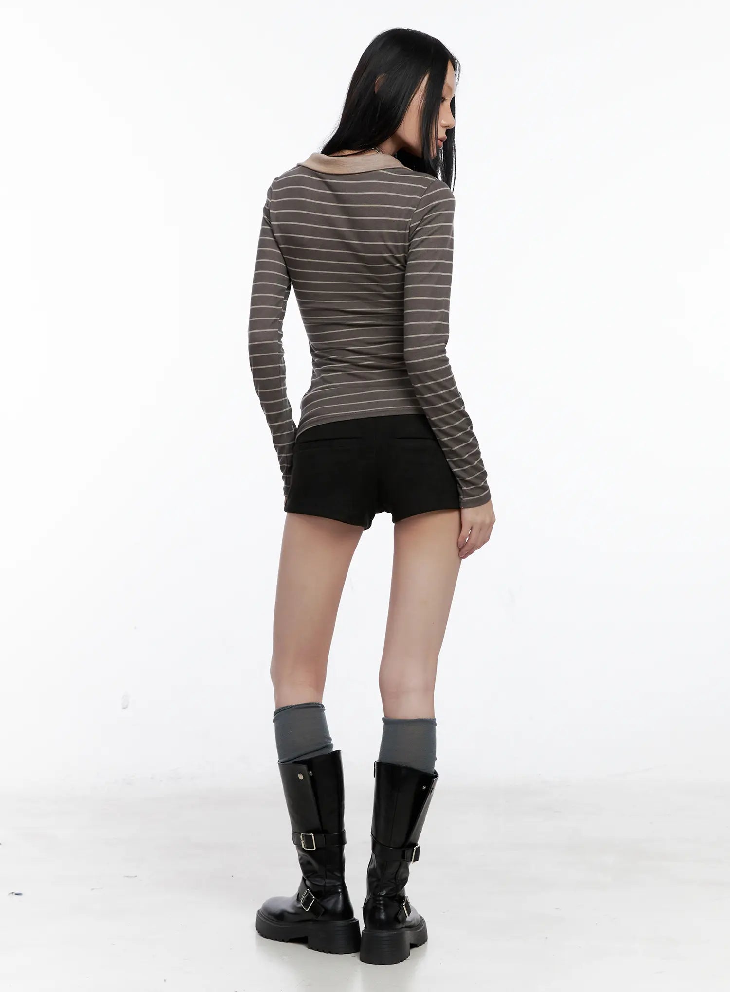 Striped Contrast Long-Sleeve Top CS504