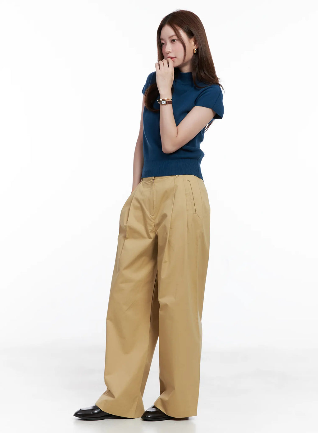 Mock Neck Short Sleeve Knit Top CG520