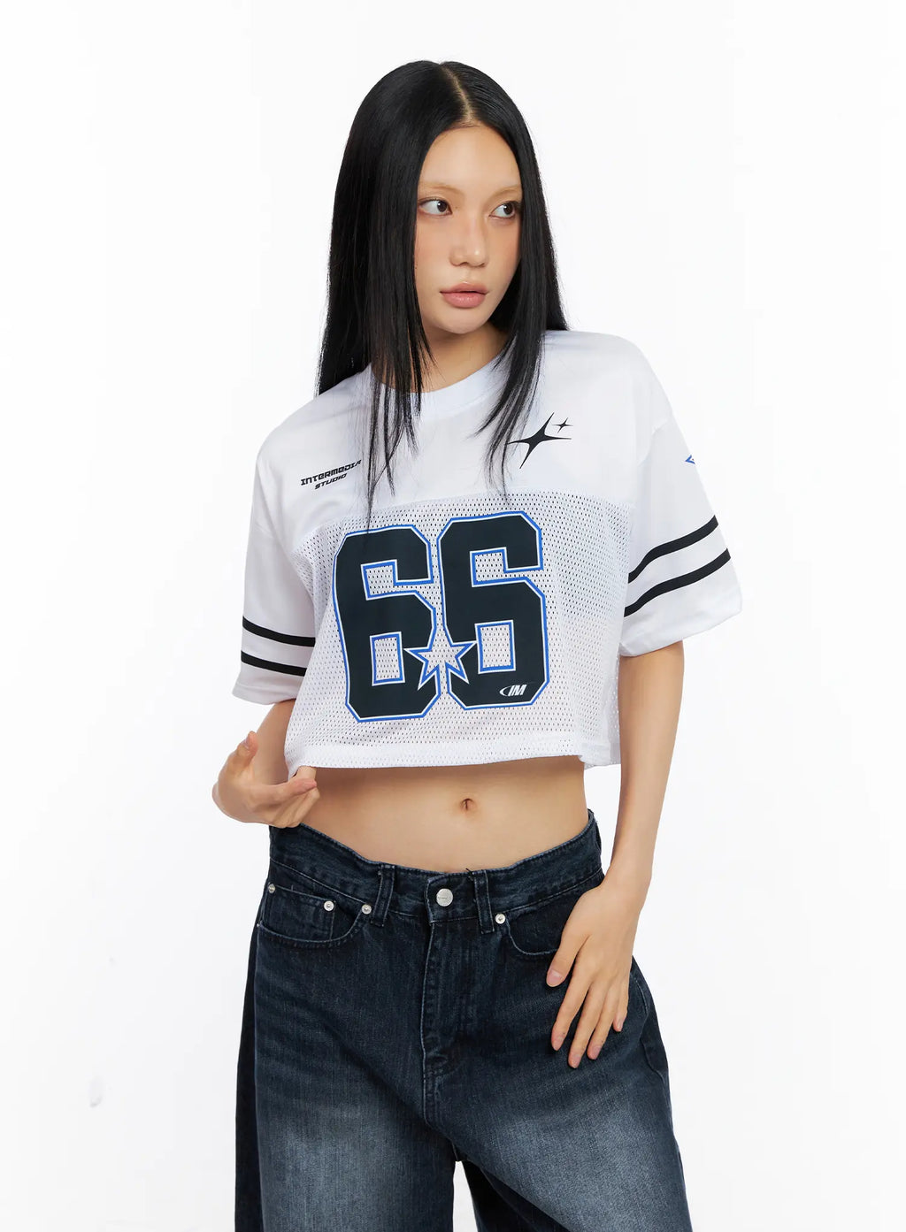 Graphic Mesh Cropped Jersey CL530