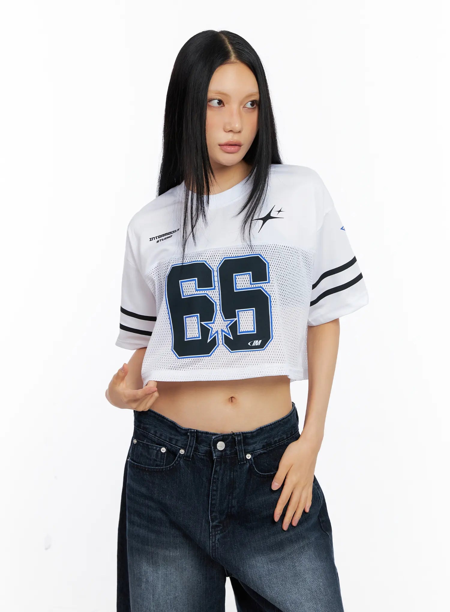 Graphic Mesh Cropped Jersey CL530