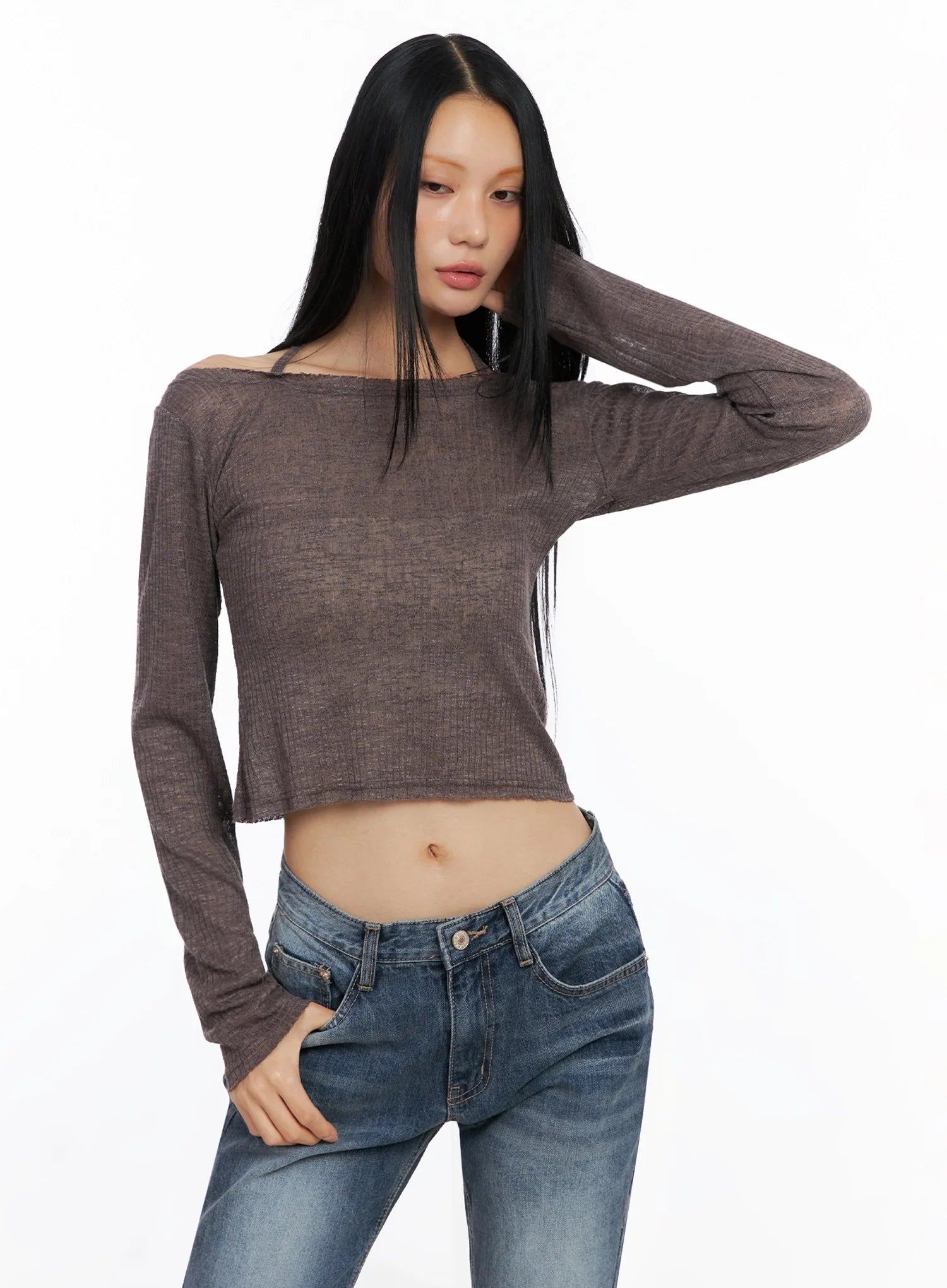 Ribbed Halterneck Top CO516