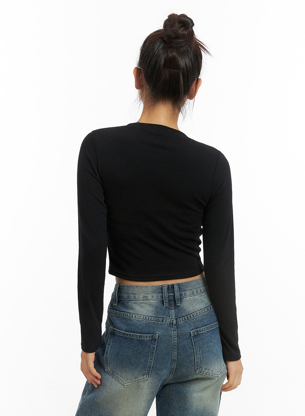 Ribbon Tied Long Sleeve Top IS402