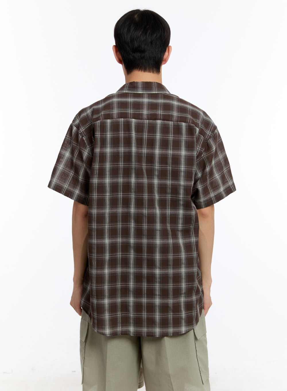 Men's Check Collared Short-Sleeve Shirt IY530