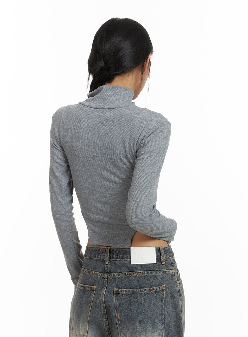 Zip-Up Long Sleeve Crop Top CA424