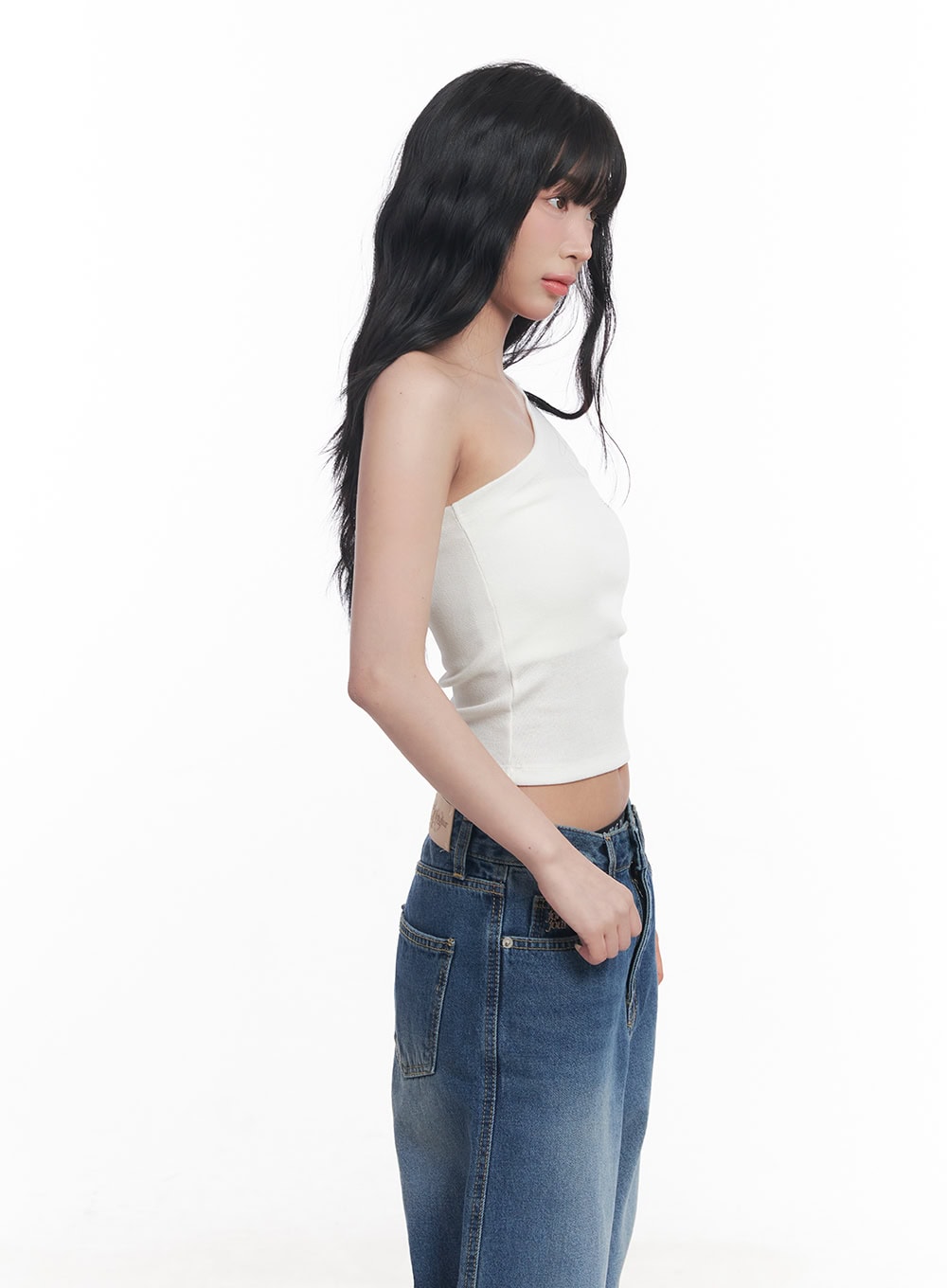 Essential One-Shoulder Crop Top CY527