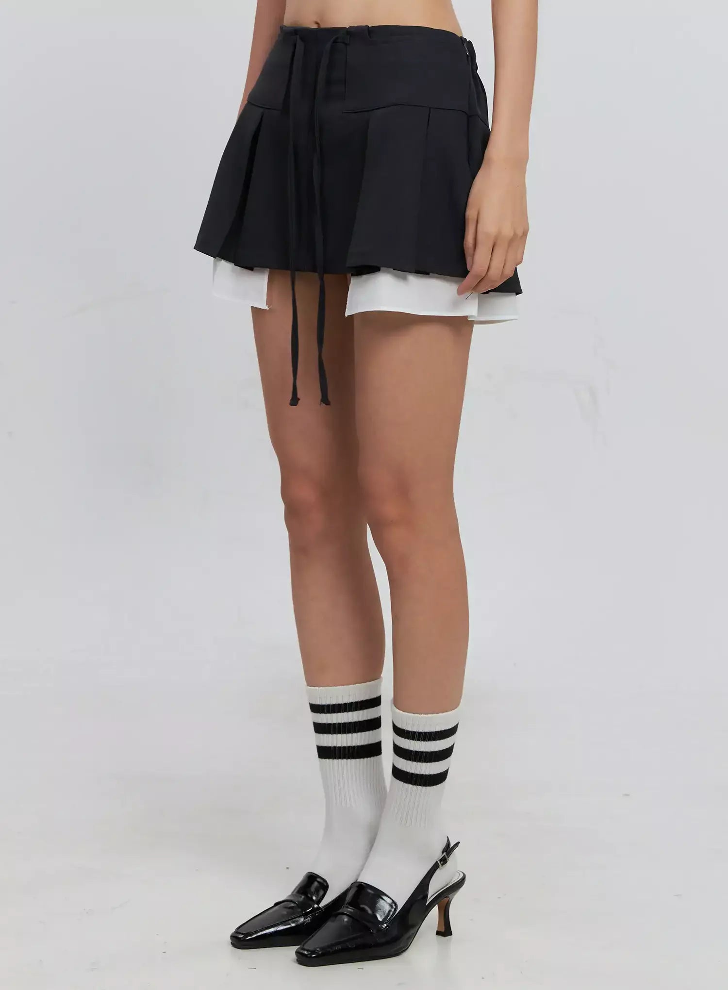 Layered Pleated Mini Skirt IS516