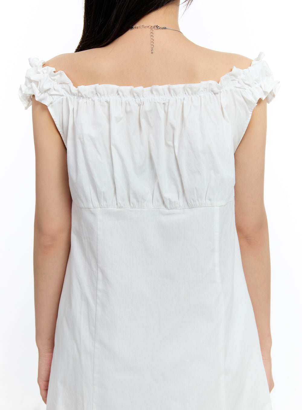 Frill Buttoned Off-Shoulder Midi Dress IU503