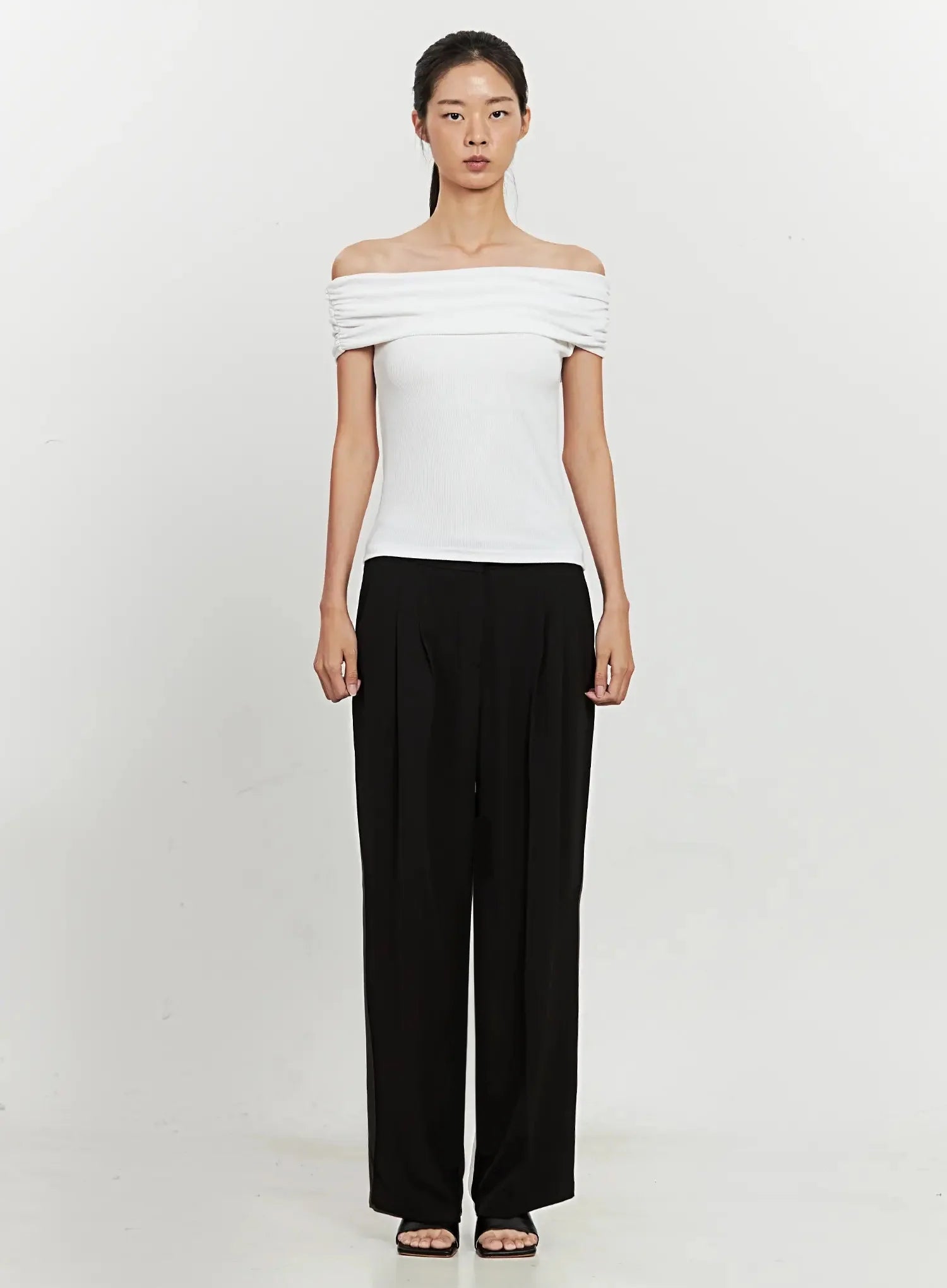 Chic Pintuck Wide-Leg Slacks IS516