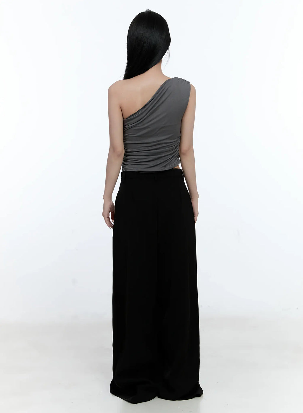 Asymmetric Ruched One-Shoulder Top CL530