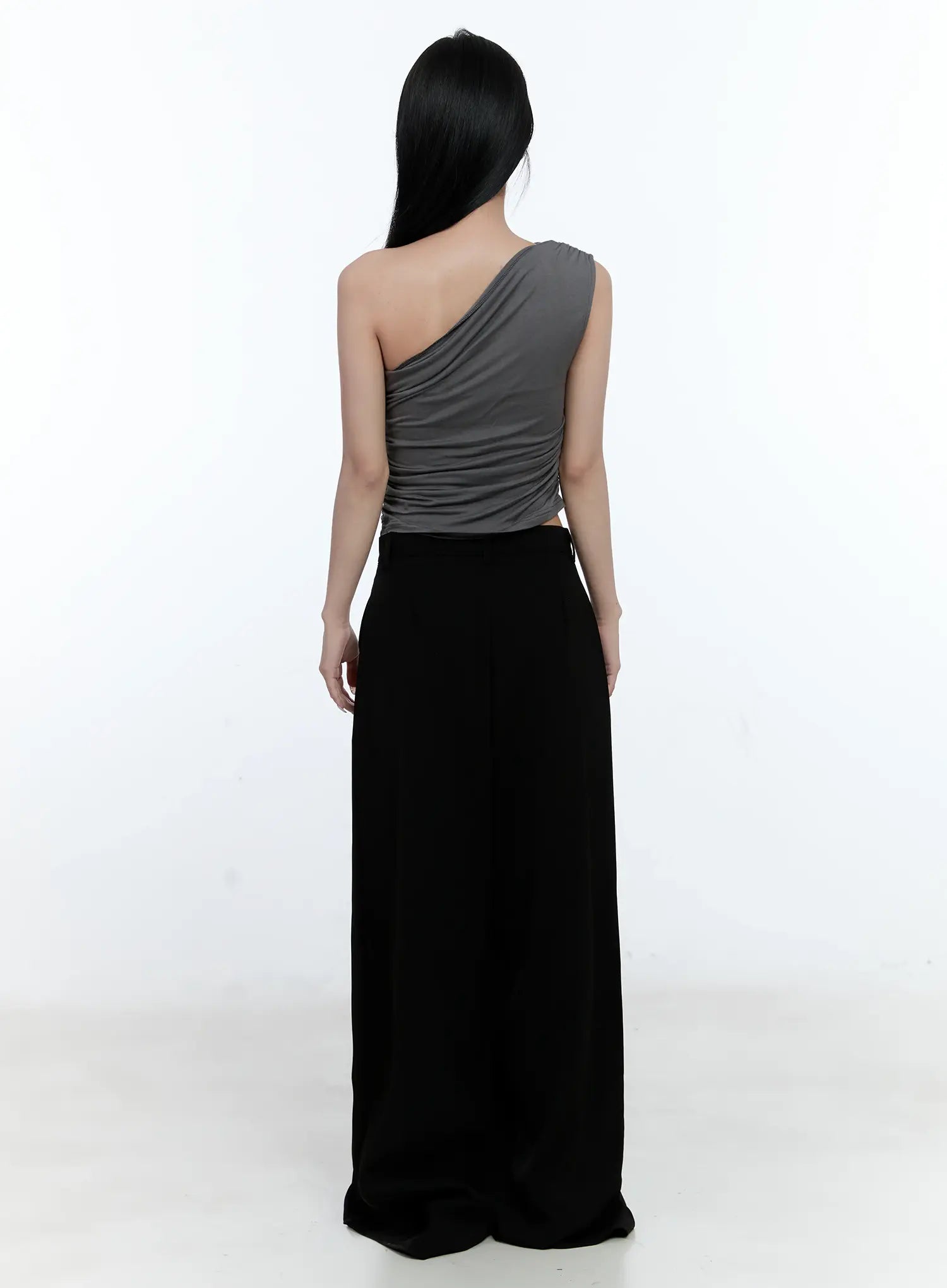 Asymmetric Ruched One-Shoulder Top CL530