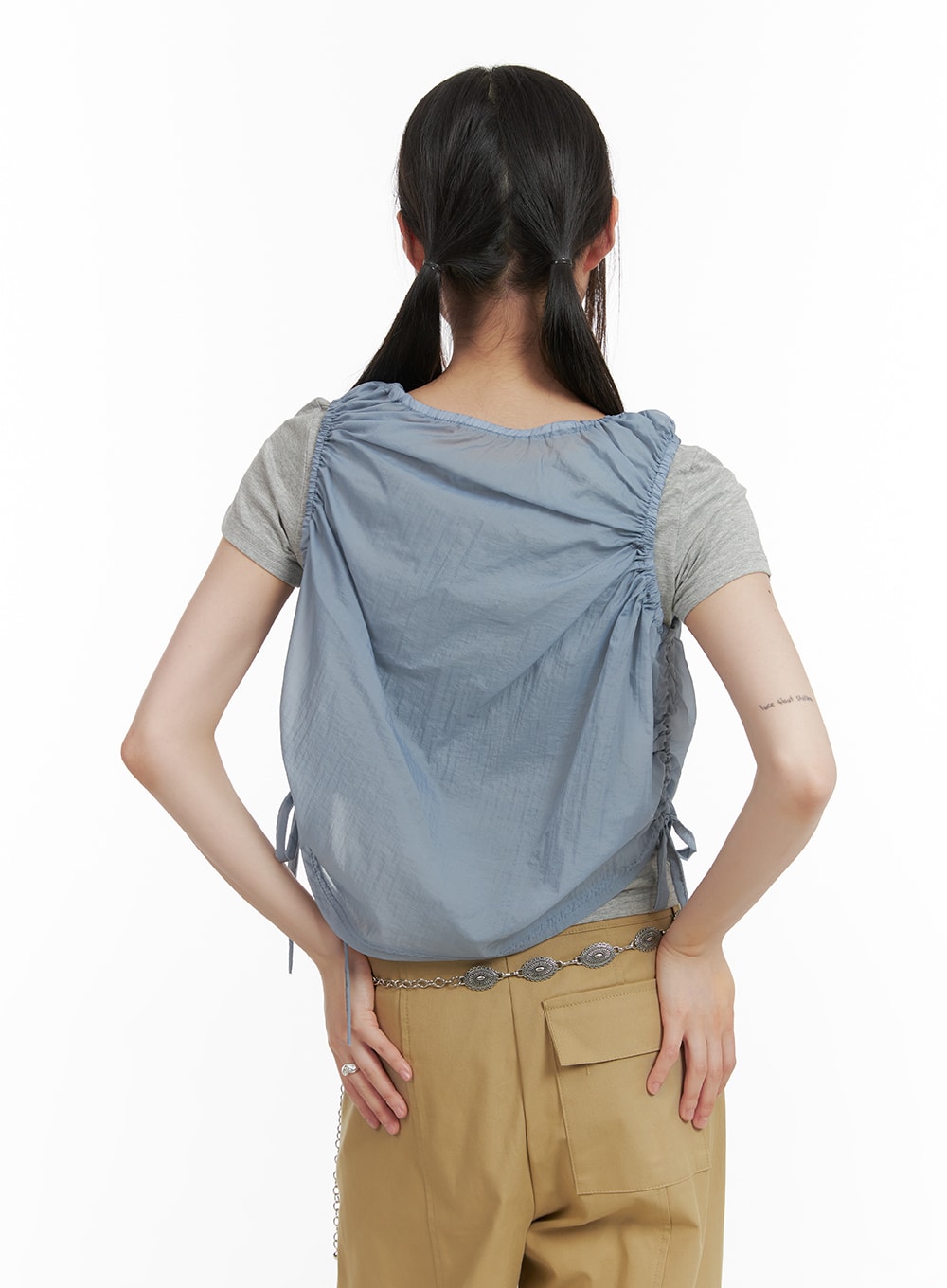 Ruched Side Knot Sleeveless Top CA418