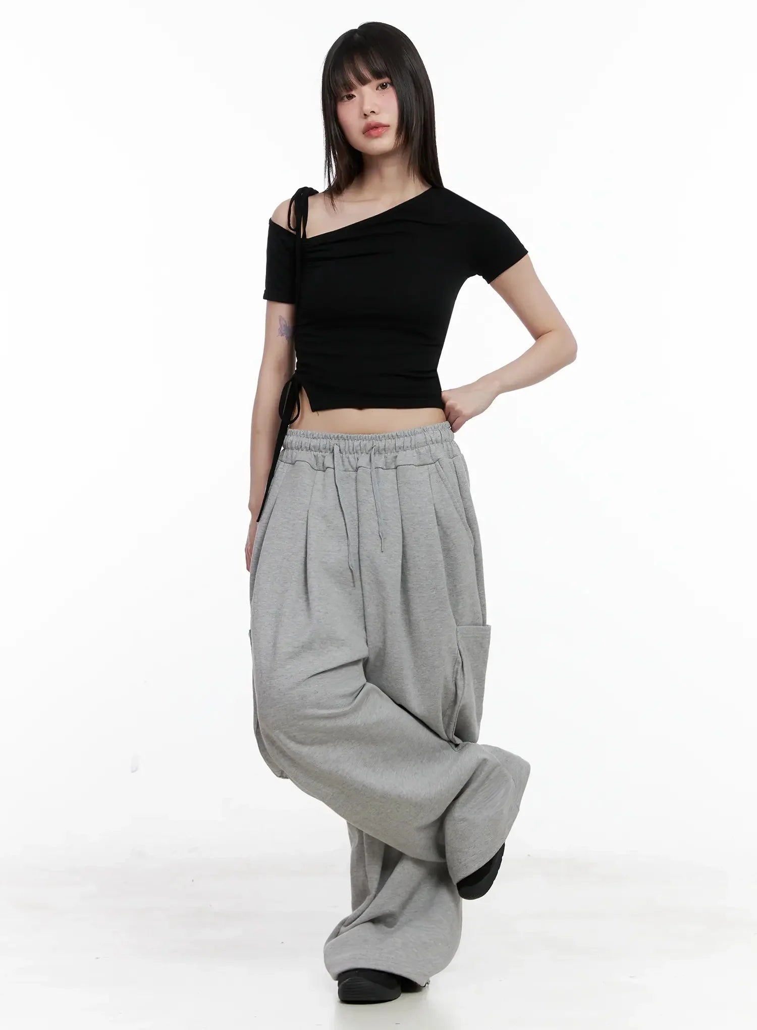 Casual Wide-Leg Cargo Sweatpants IL531