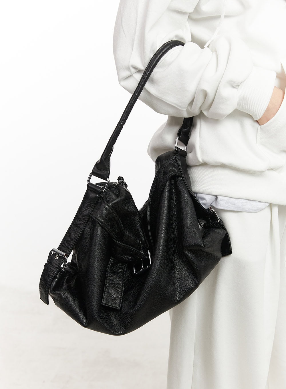 Buckle Faux-Leather Shoulder Bag CM503