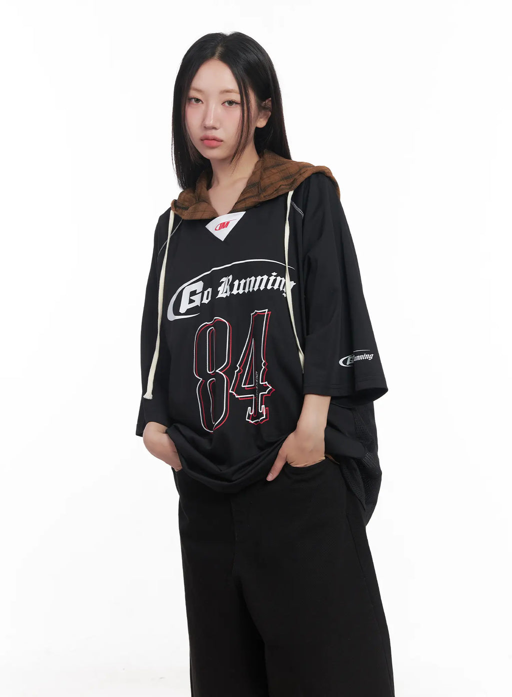 Oversized Graphic V-Neck Jersey CU517