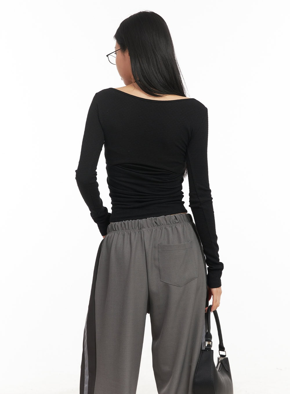 Twist Ribbon Long-Sleeve Crop Top CM503