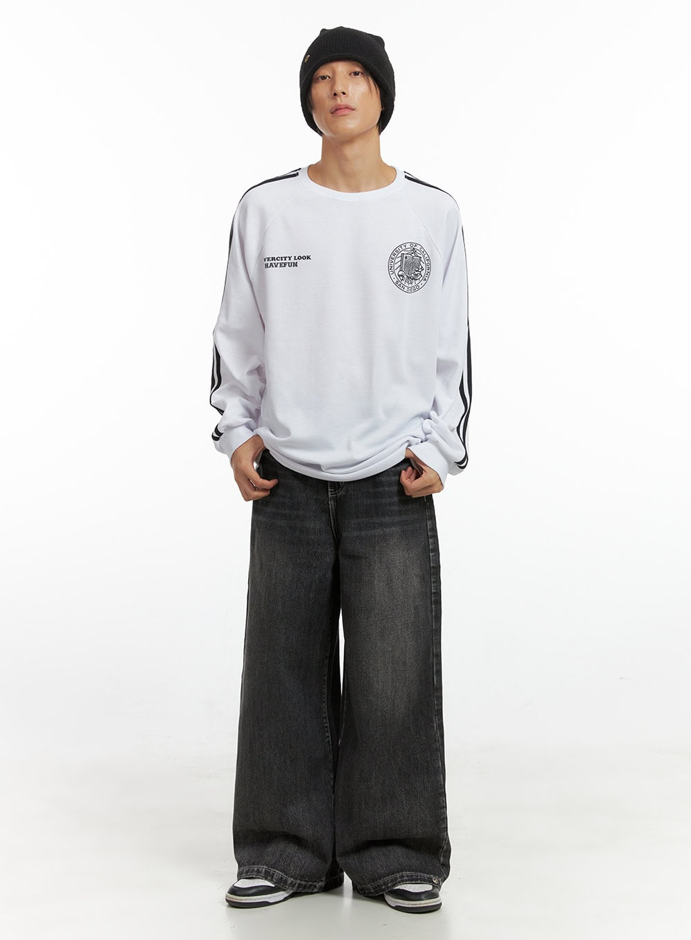 Men's Striped Logo Shirt IO417