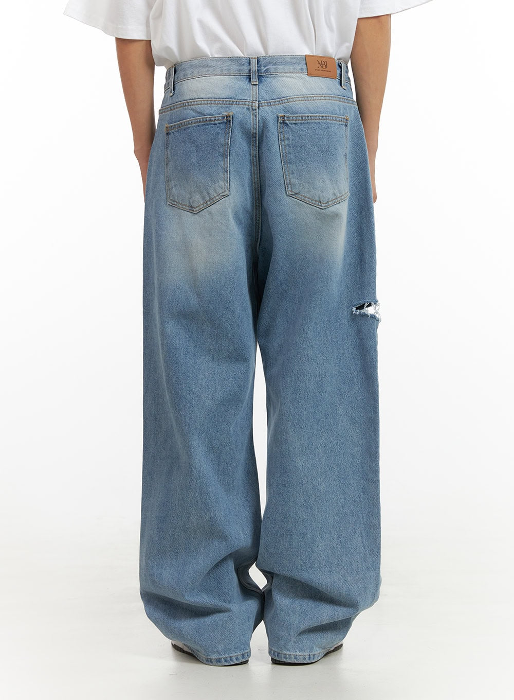Men's Cut Out Baggy Jeans IU419