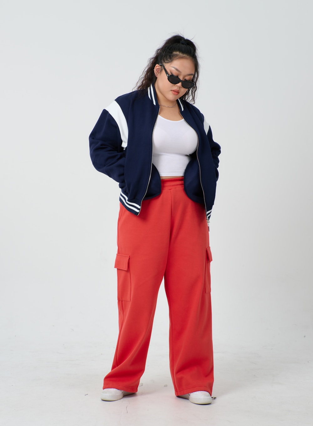 Plus Two Color Zipper Sweatshirt ID27