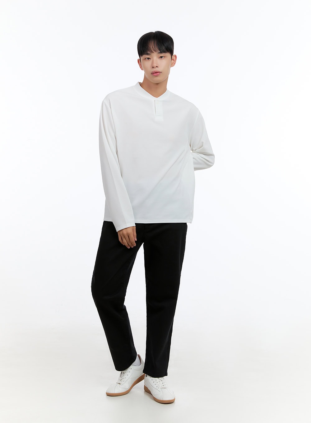 Men's Henley Neck Long Sleeve Tee IS413