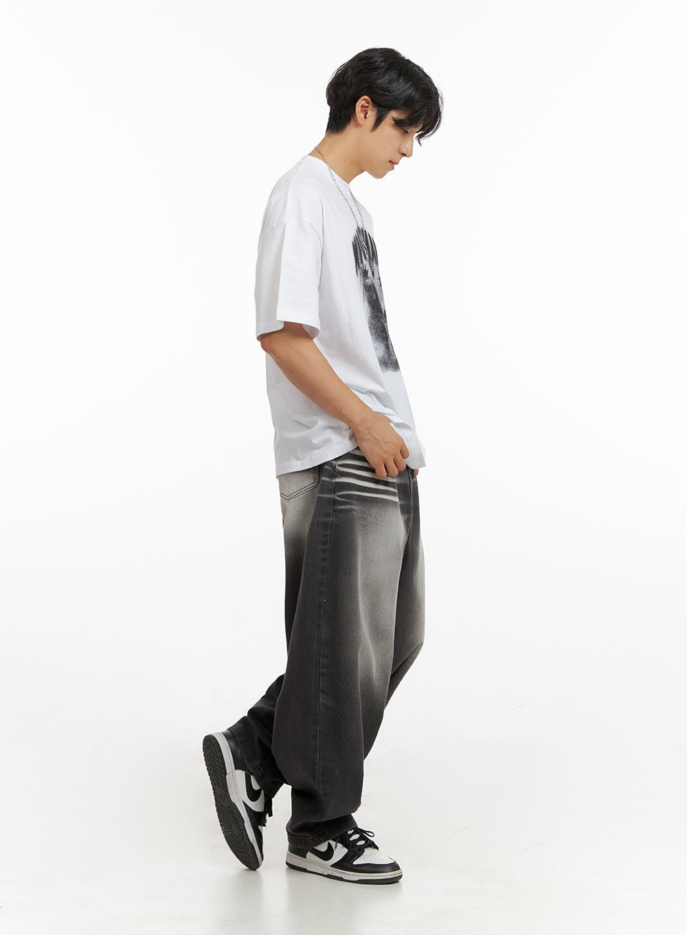 Men's Loose Fit Baggy Jeans (Black) IG409