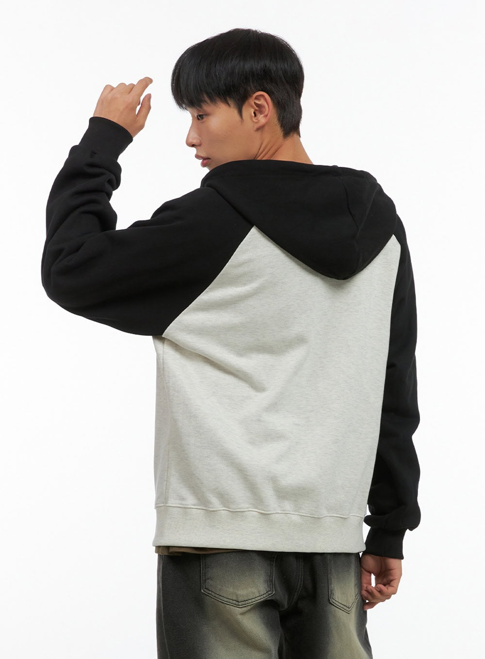 Men's Mixed Color Graphic Zip-Up Cotton Hoodie IS420