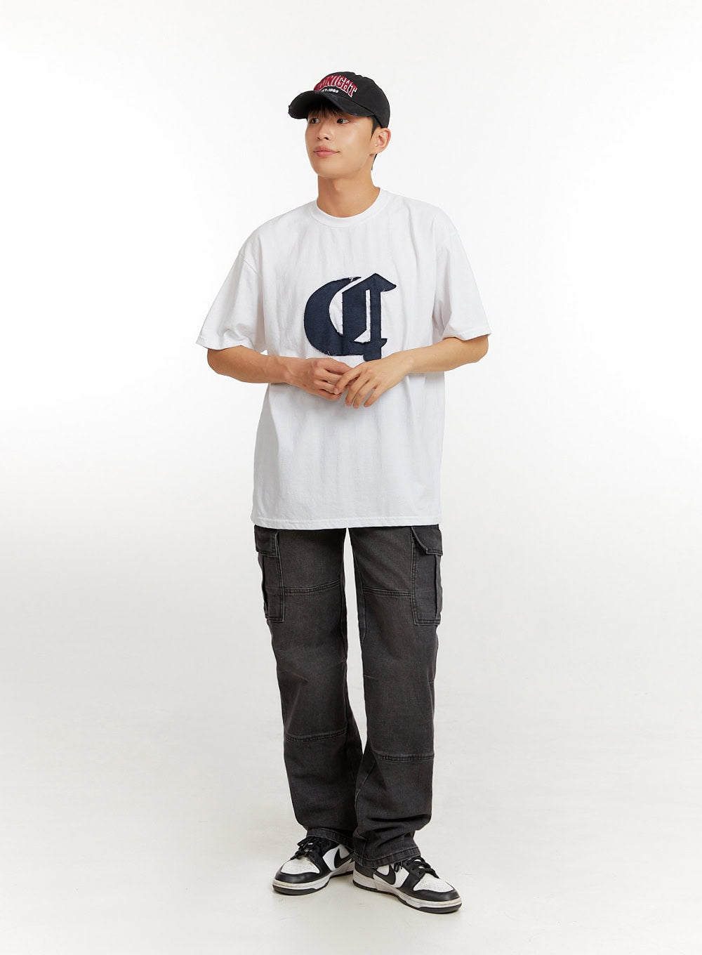 Men's Patchwork Graphic Cotton T-Shirt IU427