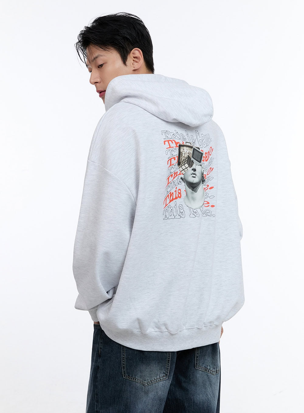 Men's Lettering Oversize Hoodie (White) IG428
