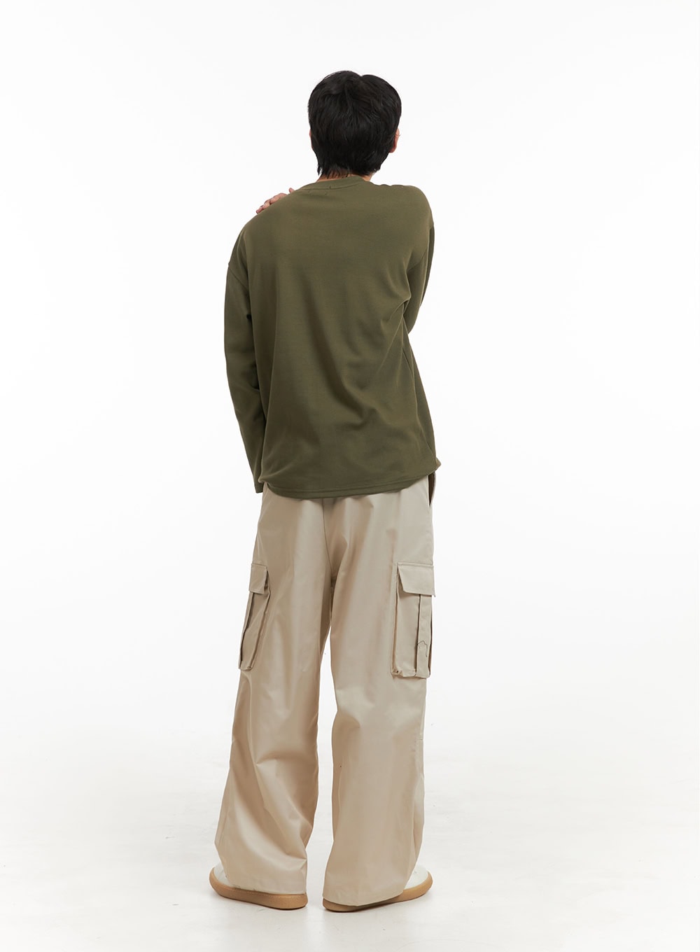 Men's Basic Oversize Long Sleeve Tee (Dark Green) IY402