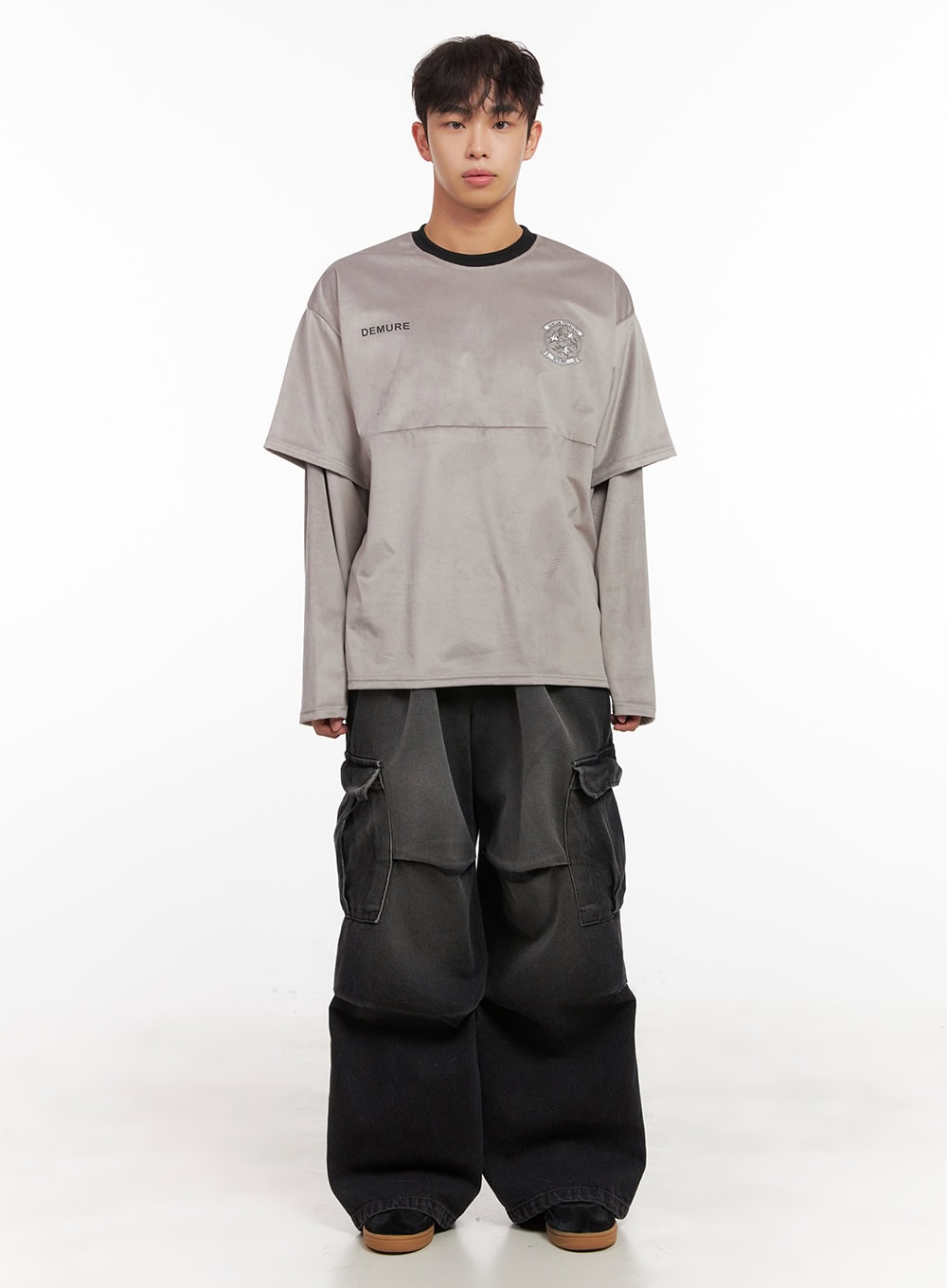 Men's Wide-Fit Denim Cargo Jeans ID427